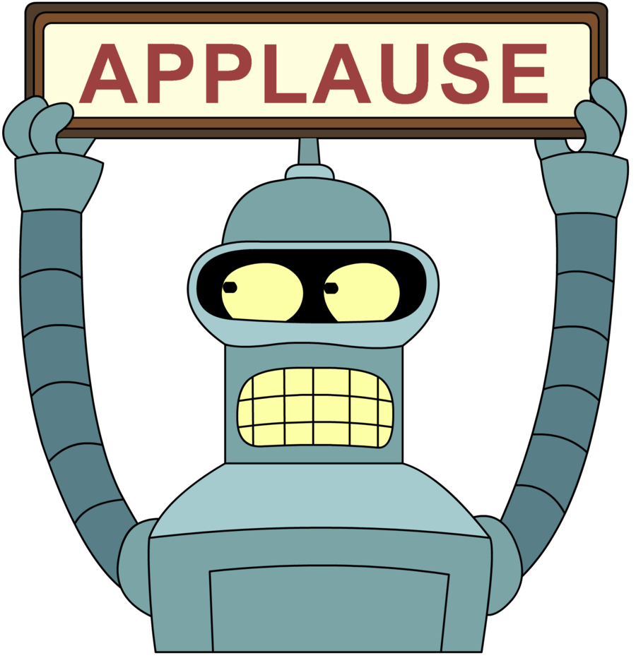 bender holding applause sign
